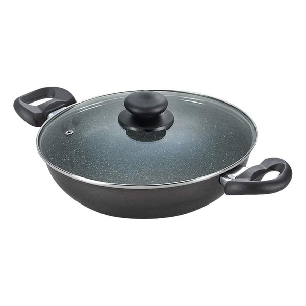 Vinod Legacy Pre-Seasoned Cast Iron Kadai, 24 cm,Induction Friendly,Black, 1 Piece