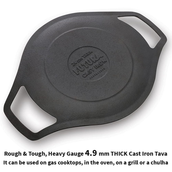 Roti Flat Iron Tawa Wider Base Cast (Stainless Steel Handle) 10 Inch-Roti  Tava