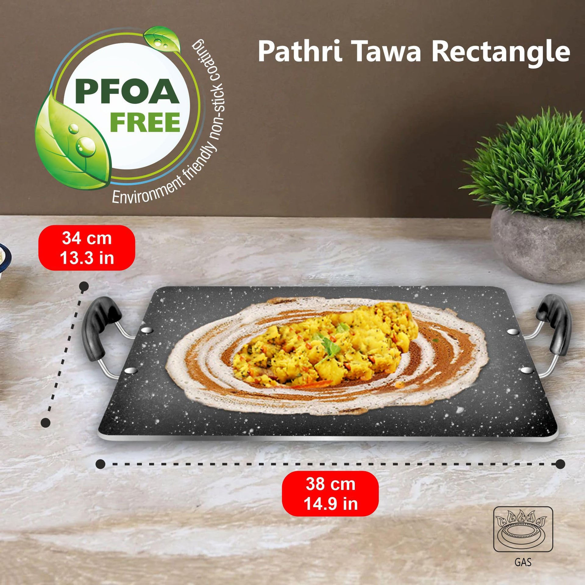 Rectangle Roti Sunblaze Non Stick Granite Pathri Rectangle Tawa for Dosa, Roti, Chapa ...