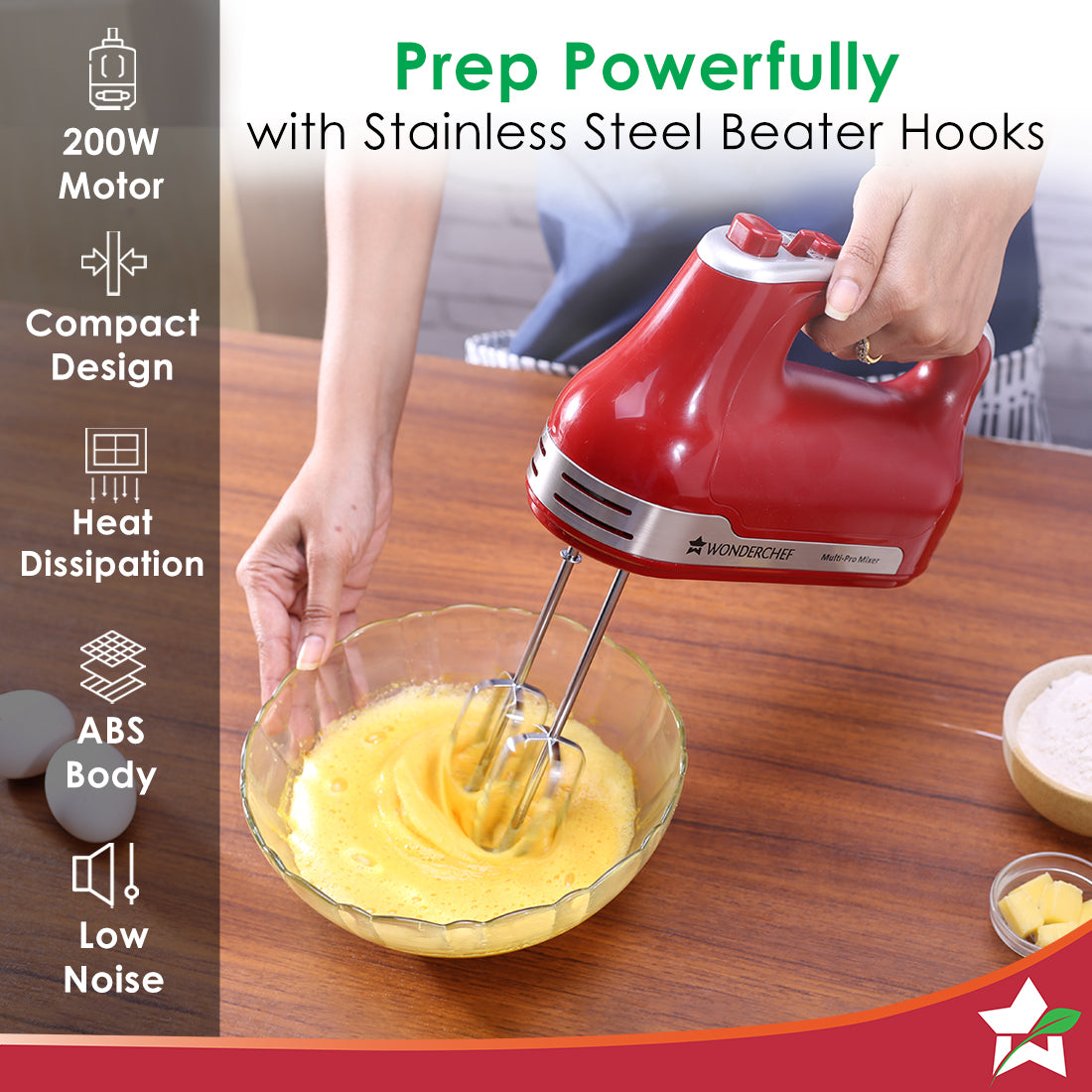 Fetch Hand Wonderchef Renewed Crimson Edge 5 Speed Electric Hand Mixer | 300W Pow ...