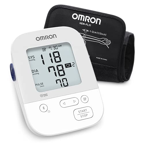 Omron HEM 7143T1A Digital Bluetooth Blood Pressure Monitor with Cuff  Wrapping Guide & Intellisense Technology For Most Accurate Measurement  (Adapter