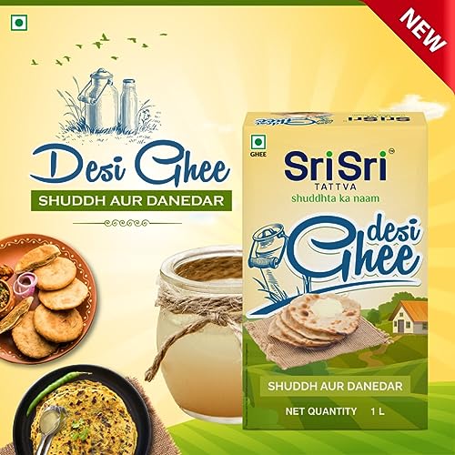 Sri Sri TATTVA shuddhta ka naam Desi Ghee - 1 Litre Shuddh Aur Danedar ...