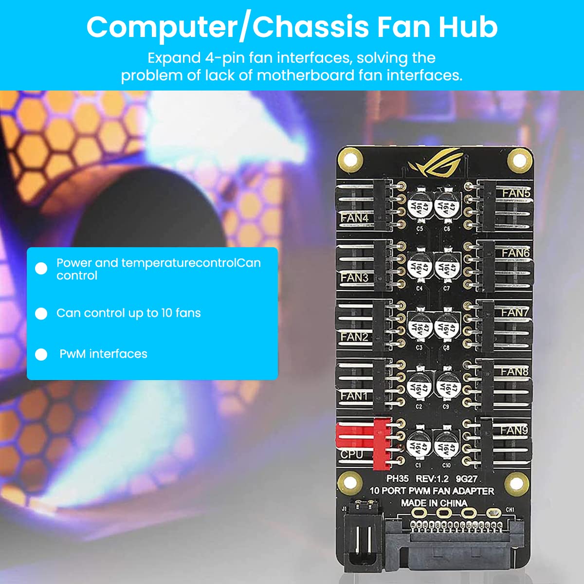 Computer Cpu Hub Verilux® PC PWM Fan Hub CPU Cooling HUB 10 Port 12V 4 Pin Fan PWM Hub – KKK
