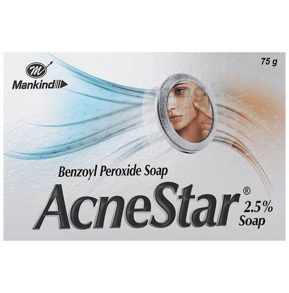 Acnestar 2.5 Benzoyl Peroxide Soap 75 gm each Pack of 4 Fetch